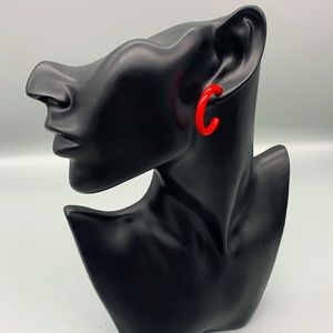 Vintage Retro Red Hoop Earrings. Good Condition.